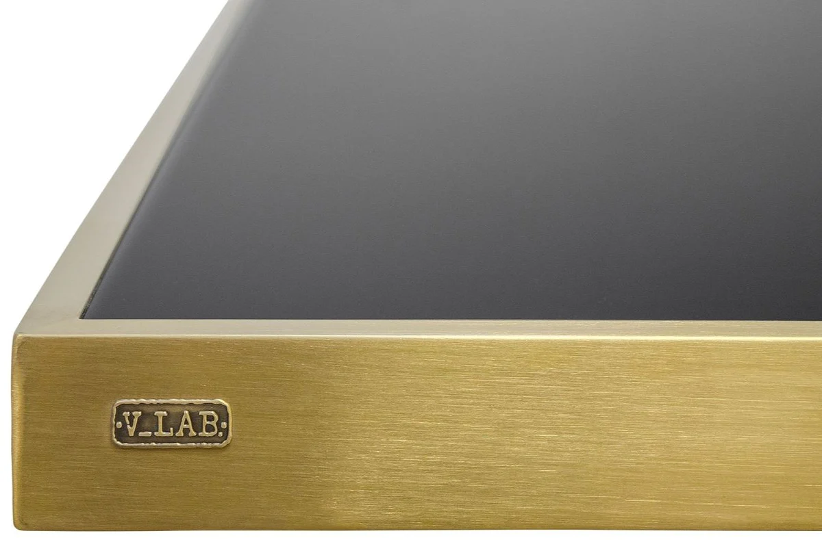 Designer Esstisch Schwarz / Gold 120 x 120 x H. 76 cm - Luxus Esszimmermöbel