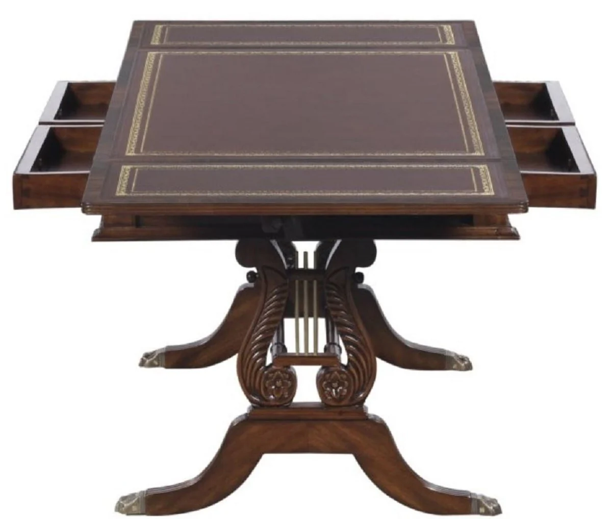 Luxus Barock Couchtisch Dunkelbraun / Braun 84 x 56,3 x H. 49,5 cm - Wohnzimmermöbel