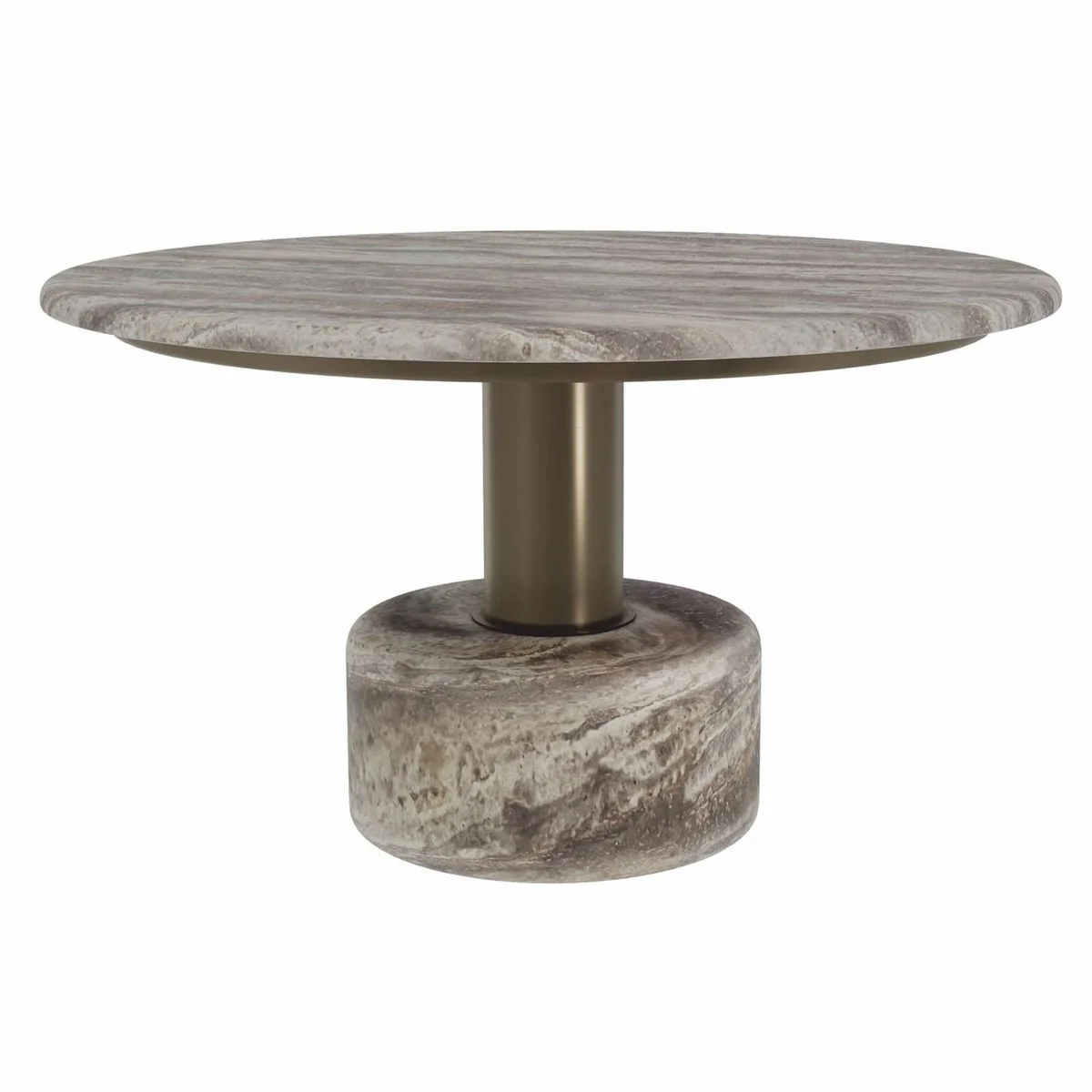 Luxus Travertin Couchtisch Grau Ø 70 cm - Luxus Wohnzimmer Möbel