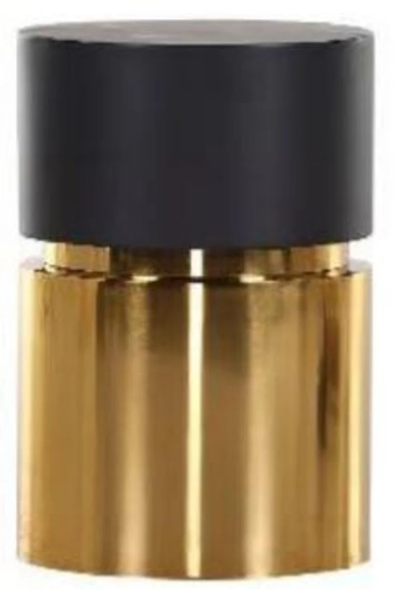 Luxus Beistelltisch Schwarz / Gold Ø 36 x H. 52 cm - Runder pulverbeschichteter und galvanisierter Metall Tisch - Wohnzimmer Möbel