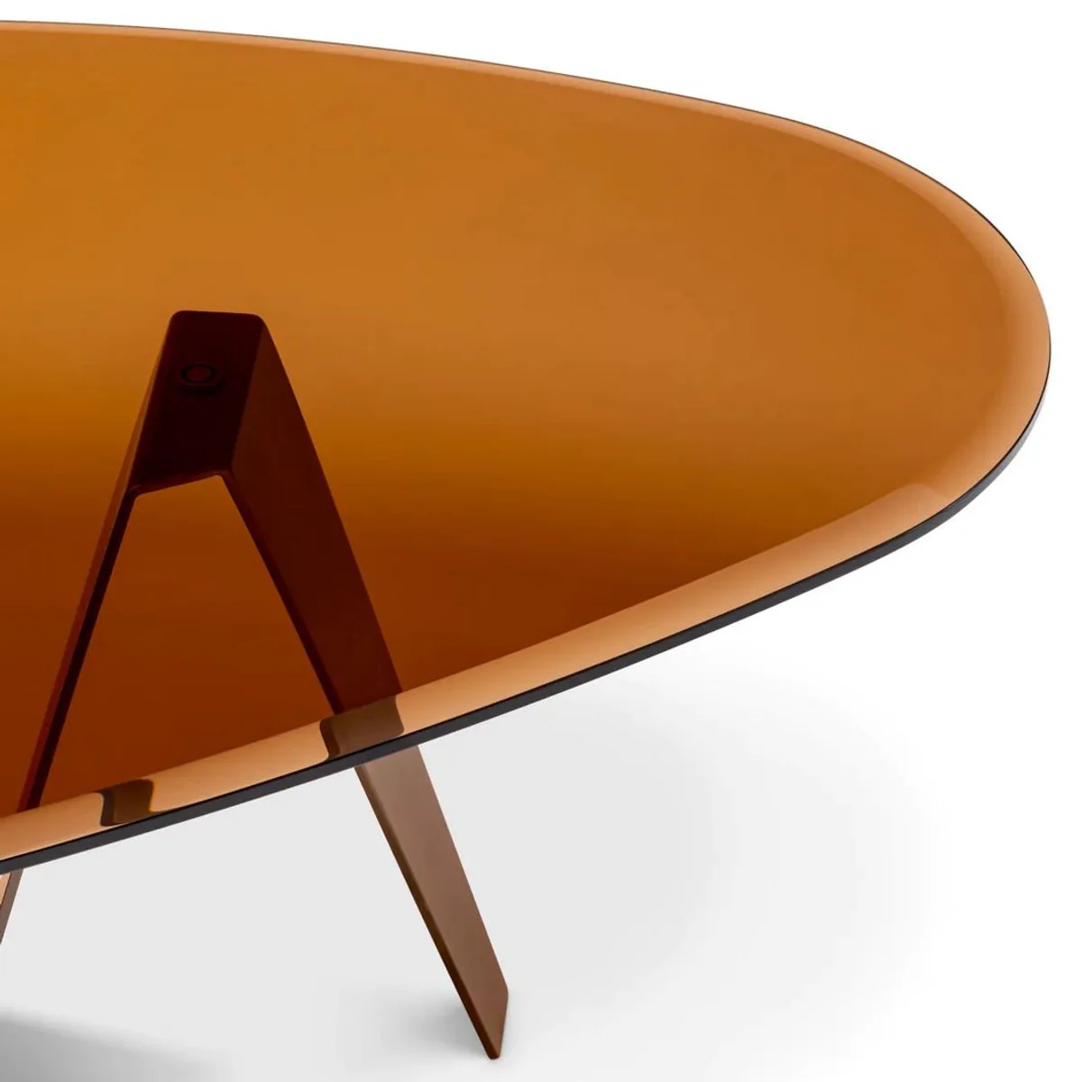 Luxus Couchtisch mit Glasplatte dunkel Messing / Braun 130 cm