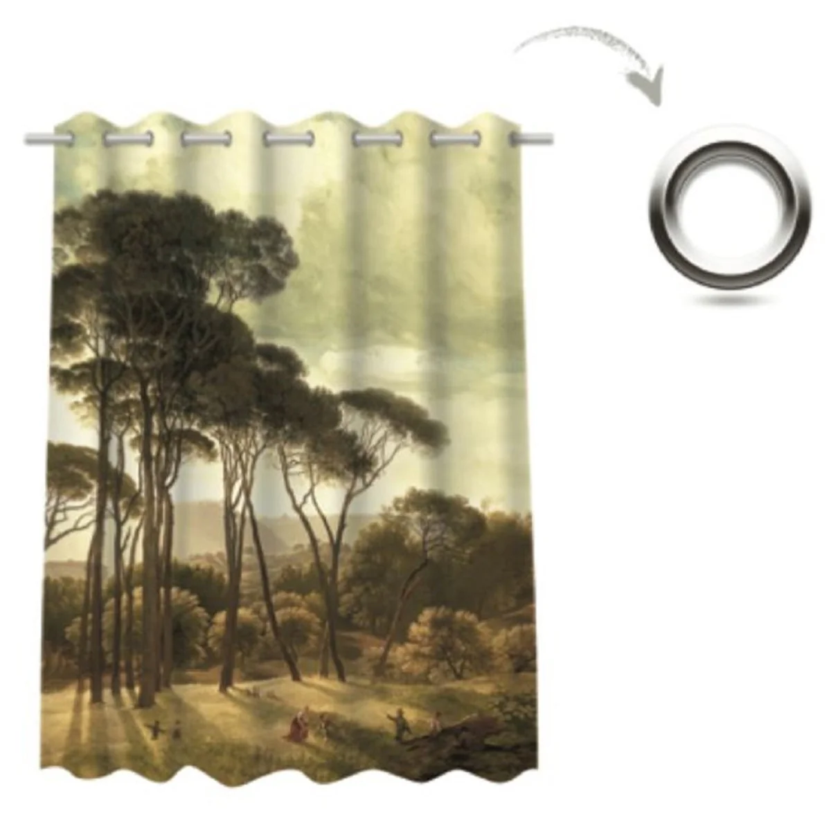 Luxus Vorhang Set Landschaft Mehrfarbig 250 x H. 290 cm - Bedruckte Leinen & Samt Vorhänge - Ösenvorhänge - Schiebevorhänge - Luxus Qualität