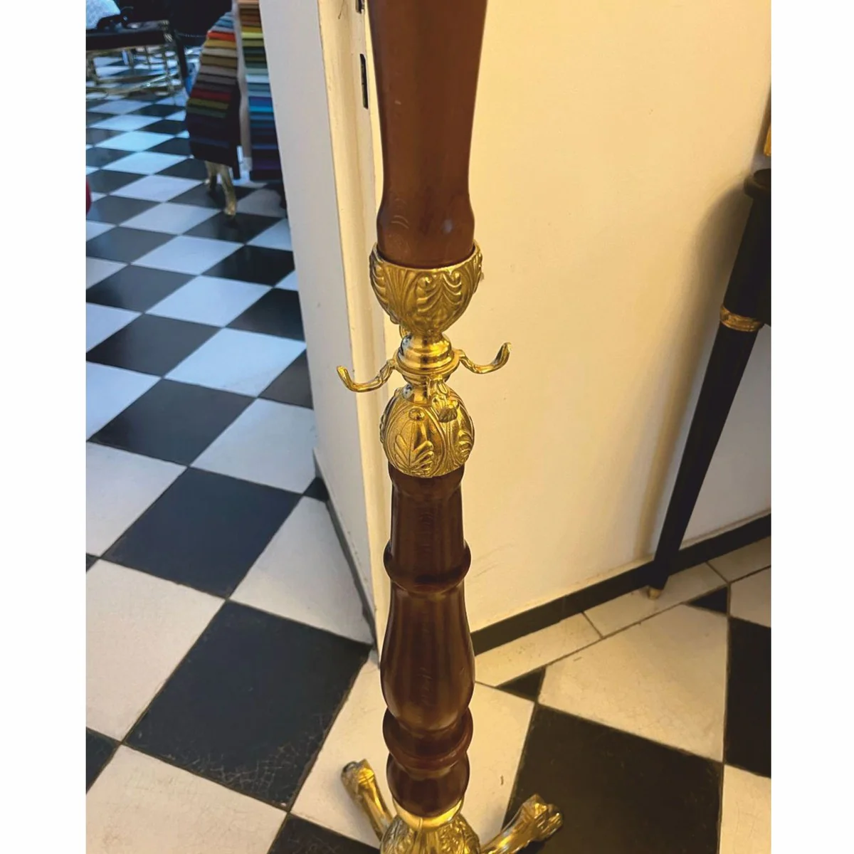 Luxus Barock Garderobenständer Gold / Dunkelbraun H. 180 cm - Made in Italy