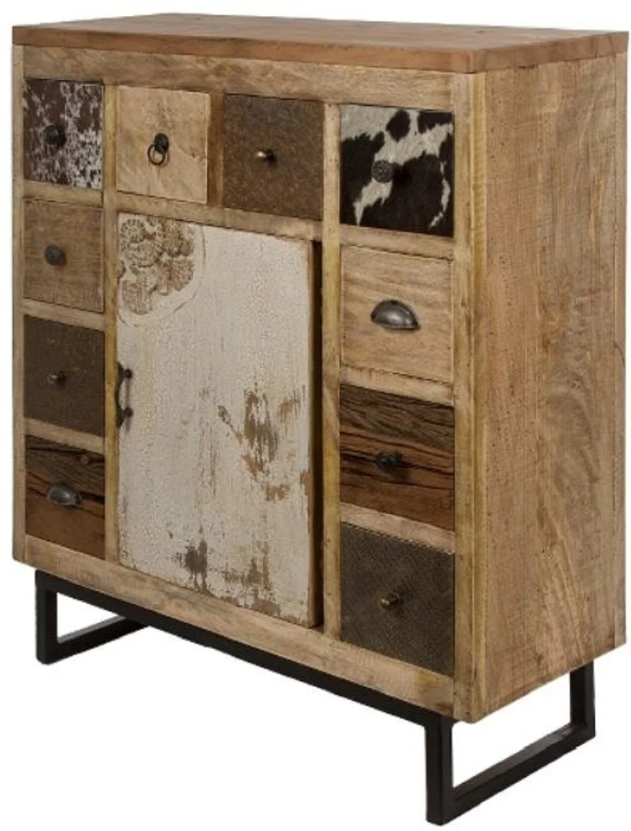 Landhausstil Sideboard mit Tür und 10 Schubladen Naturfarben / Mehrfarbig 85 x 32 x H. 103 cm - Landhausstil Wohnzimmermöbel