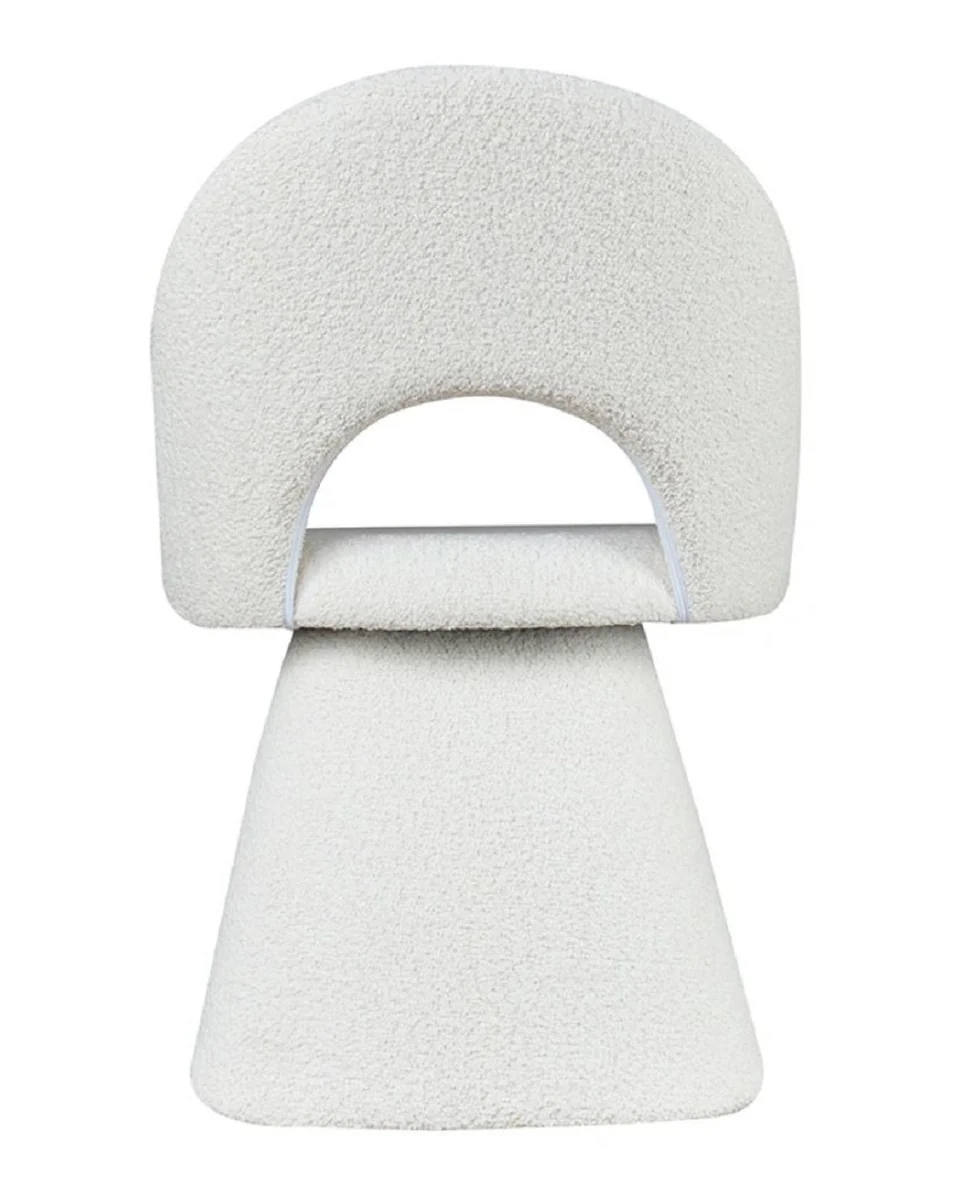 Luxus Esszimmer Stuhl mit gebogener Rückenlehne Weiß H. 79 cm - Esszimmer Möbel