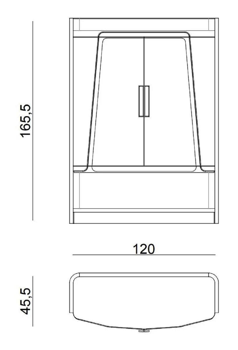 Luxus Barschrank Grau / Gold 120 x 45,5 x H. 165,5 cm - Massivholz Weinschrank mit 2 Türen - Bar Möbel - Hotel Möbel - Luxus Möbel