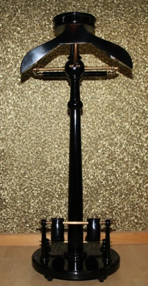 Designer Luxus Garderoben Ständer New York Banker Stil - Schwarz / Messing - Dressboy - Kleiderständer Anzugständer - Barock Empire Art Deco Jugendstil Stummer Diener Herren Diener Biedermeier