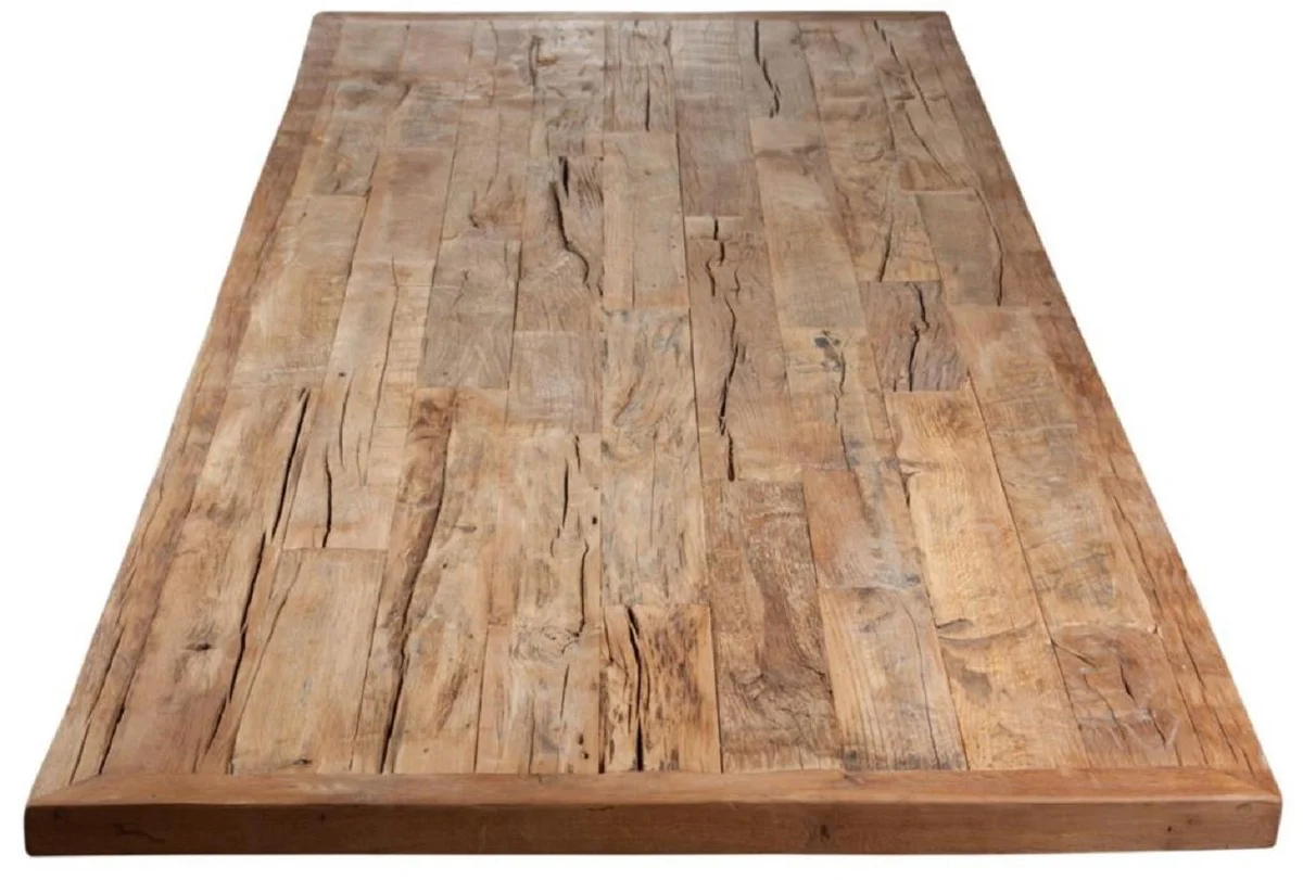 Landhausstil Esstisch Naturfarben / Weiß - Verschiedene Größen - Rechteckiger Rustikaler Massivholz Küchentisch - Landhausstil Esszimmer Möbel - Rustikale Esszimmer Möbel