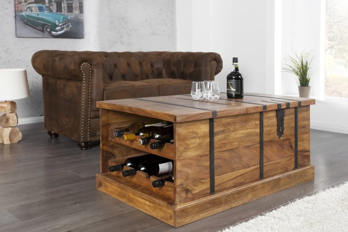 Designer Bar Couchtisch Naturfarben 100cm x 60cm x H40cm - Wohnzimmermöbel im Landhausstil
