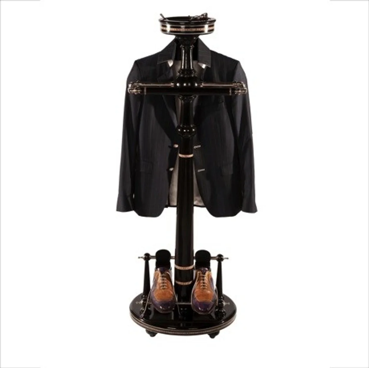 Designer Luxus Garderoben Ständer New York Banker Stil - Schwarz- Dressboy - Kleiderständer Anzugständer - Barock Empire Art Deco Jugendstil Biedermeier