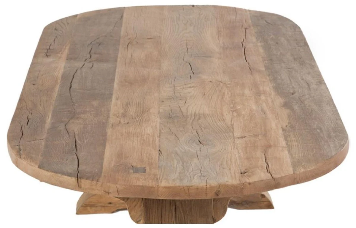 Landhausstil Esstisch Naturfarben - Verschiedene Größen - Ovaler Rustikaler Massivholz Küchentisch - Rustikale Massivholz Esszimmer Möbel - Landhausstil Esszimmer Möbel