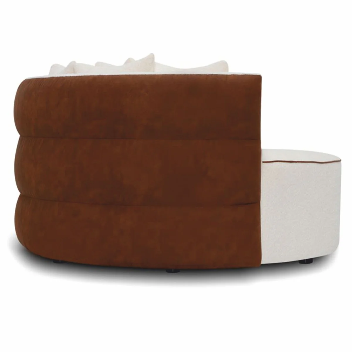 Luxus Sofa Weiß / Braun Ø 132 cm - Rundes Wohnzimmer Sofa