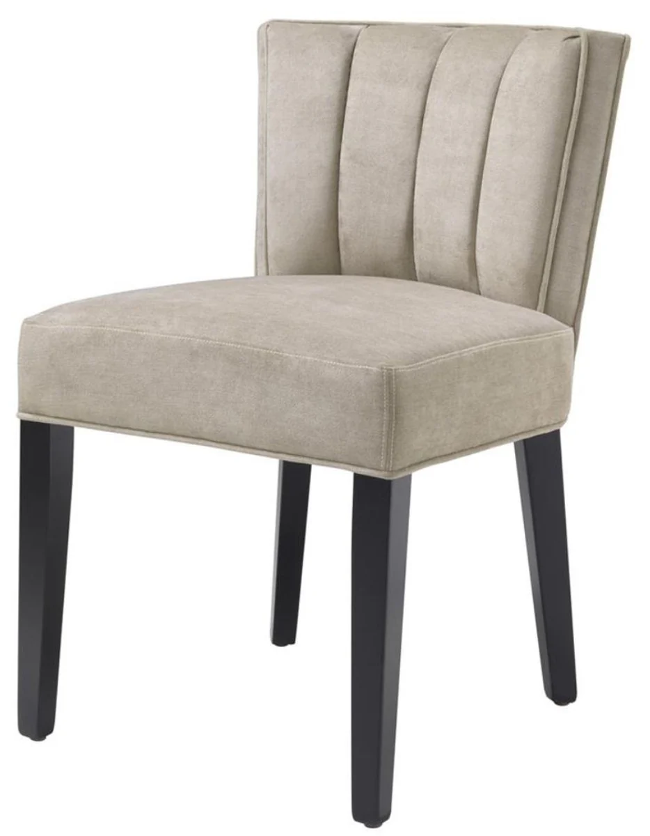 Luxus Esszimmerstuhl Greige / Schwarz 51 x 62 x H. 82 cm - Luxus Esszimmer Möbel