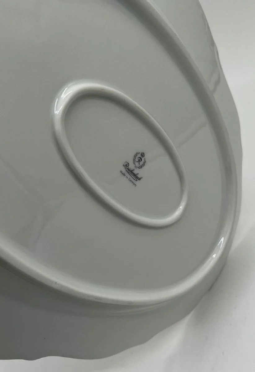 Luxus Barock Porzellan Teller Weiß / Mehrfarbig / Gold 38 cm - Ovaler Servierteller - Luxus Barockstil Porzellan Accessoires - Reichenbach Porzellan - Luxus Qualität - Made in Germany