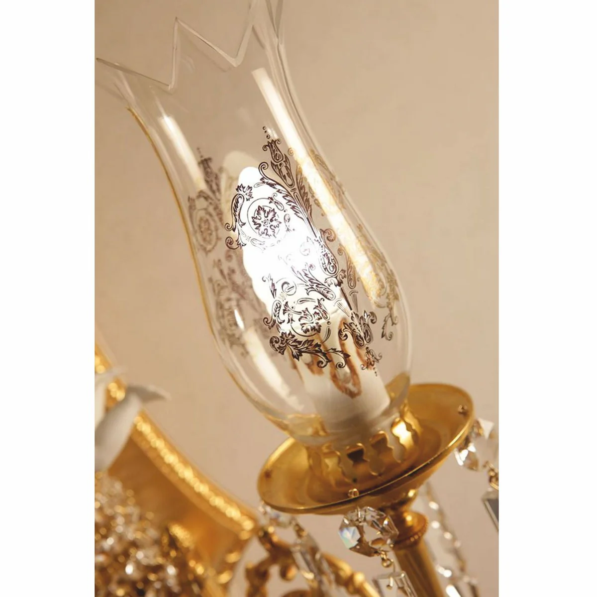 Luxus Barock Kristall Doppel Wandleuchte Bronze / Weiß 40 cm - Made in Italy