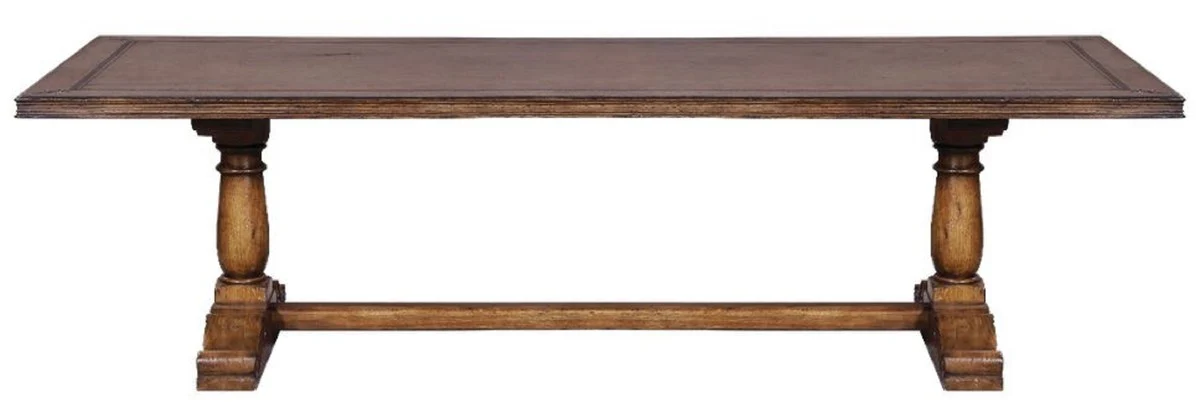 Luxus Landhausstil Esstisch Braun 275 x 116 x H. 77 cm - Rustikaler Massivholz Küchentisch - Rustikale Landhausstil Massivholz Esszimmer Möbel