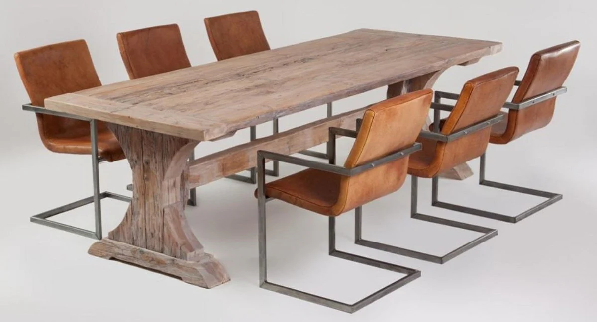 Landhausstil Esstisch Naturfarben - Verschiedene Größen - Rustikaler Rechteckiger Massivholz Esszimmertisch - Rustikale Esszimmer Möbel - Landhausstil Esszimmer Möbel