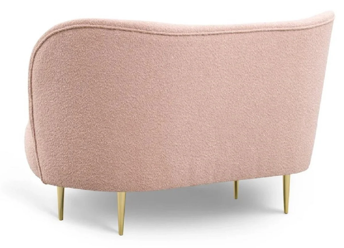 Luxus Wohnzimmer Set Rosa / Gold - 2 Luxus Sofas mit gebogener Rückenlehne & 2 Luxus Sessel mit gebogener Rückenlehne - Luxus Möbel - Wohnzimmer Möbel - Luxus Einrichtung