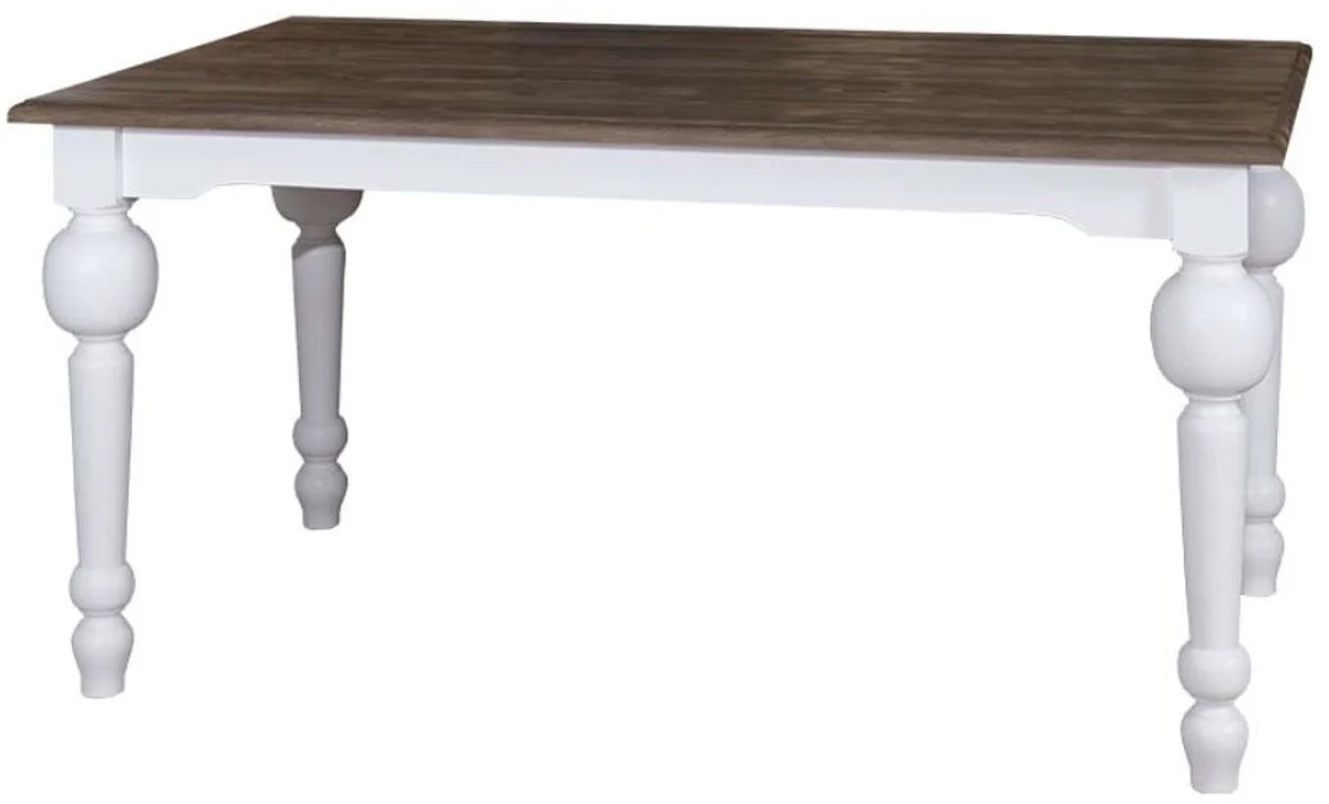 Landhausstil Esstisch Weiß / Naturfarben 180 x 90 x H. 75 cm - Landhausstil Esszimmermöbel