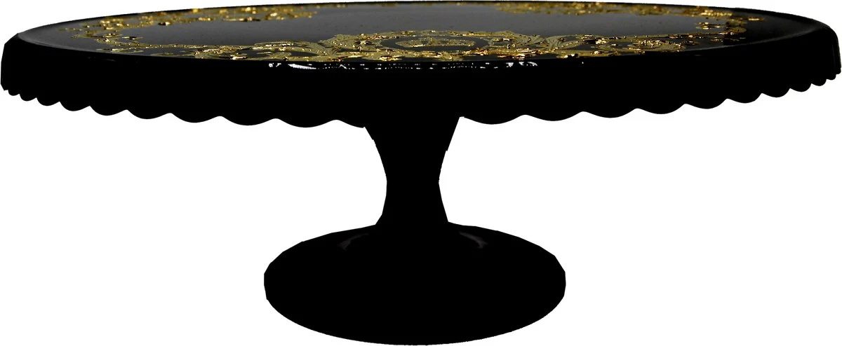 Pompöös by Luxus Tortenplatte mit 24 Karat Vergoldung Schwarz / Gold Ø 32 x H. 11,5 cm - Pompööser Kuchenteller designed by Harald Glööckler