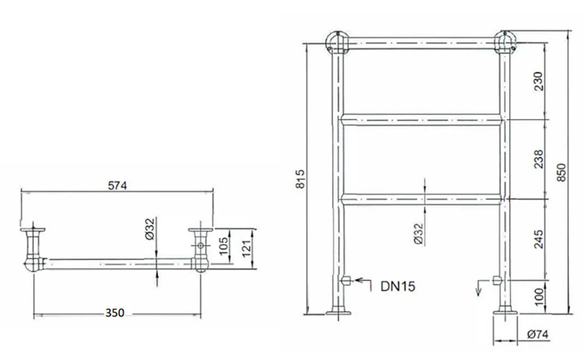 Luxus Badheizung Gold 850 x 575 mm - Handtuchheizkörper - Vintage Bad Heizkörper Handtuchhalter