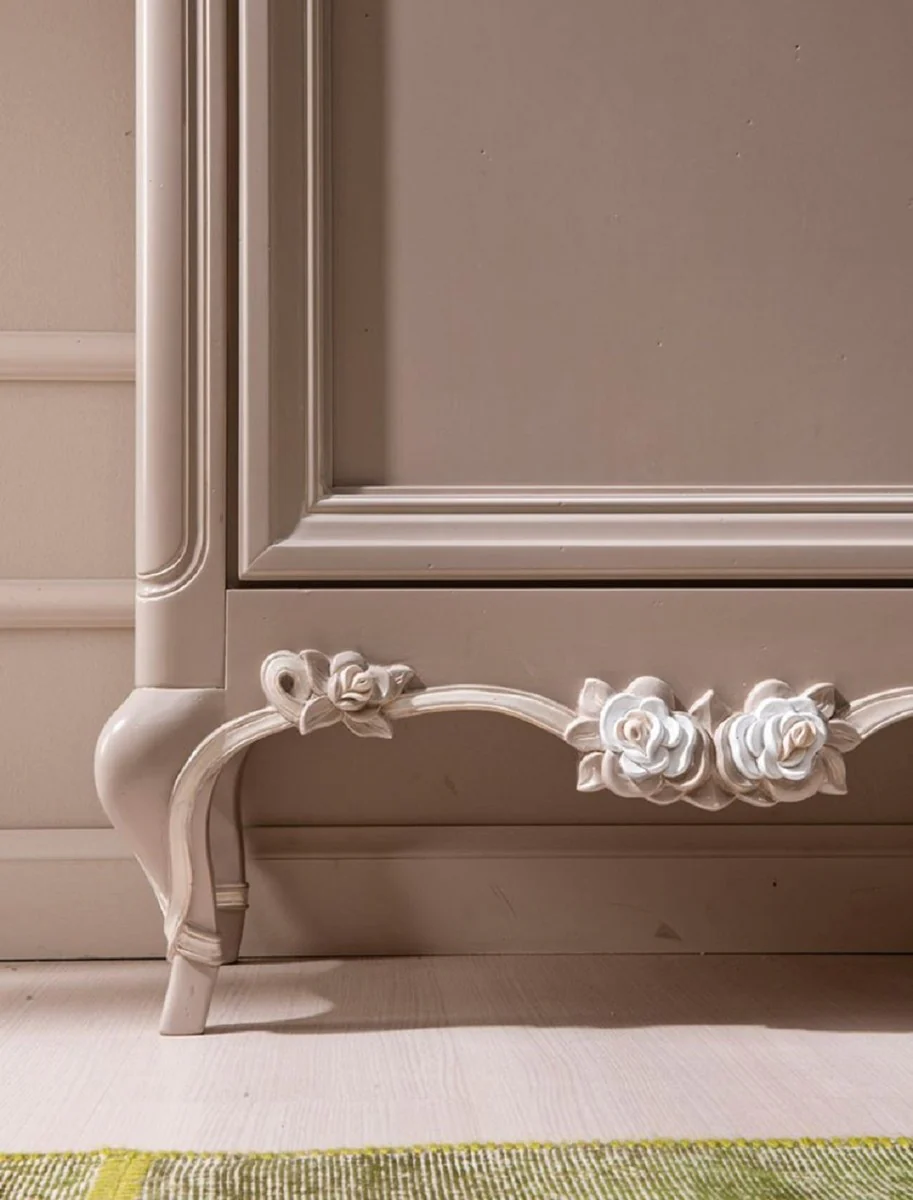 Luxus Barock Vitrine Grau / Creme / Braun - Handgefertigter italienischer Barockstil Vitrinenschrank - Barockstil Möbel - Italienische Barock Möbel - Luxus Qualität - Made in Italy