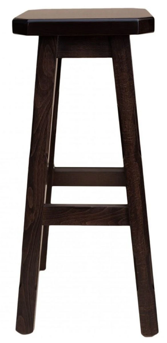 Landhausstil Barhocker Dunkelbraun H. 80 cm - Massivholz Bar Möbel