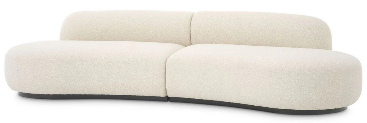 Luxus Sofa Cremefarben / Schwarz 300 x 97 x H. 69 cm - Gebogenes Wohnzimmer Sofa - Wohnzimmer Möbel - Luxus Kollektion