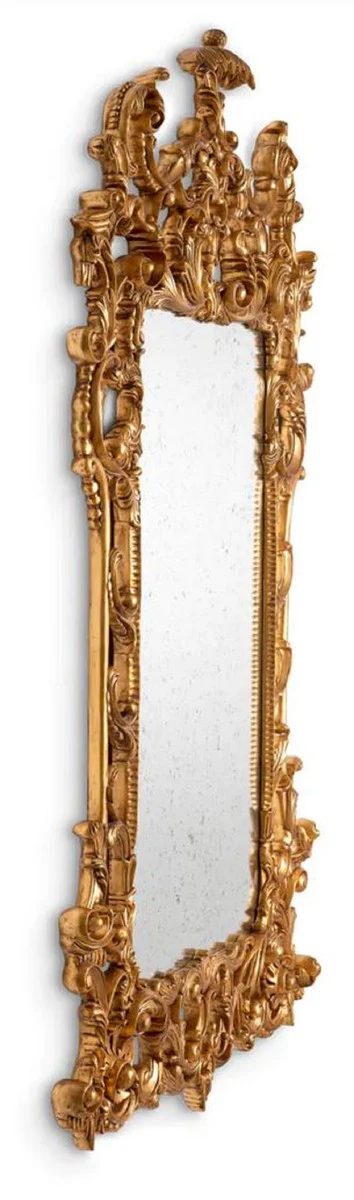 Luxus Barock Spiegel Antik Gold - Prunkvoller Barockstil Wandspiegel mit antikem Spiegelglas - Luxus Möbel im Barockstil - Prunkvolle Barock Möbel - Edel & Prunkvoll