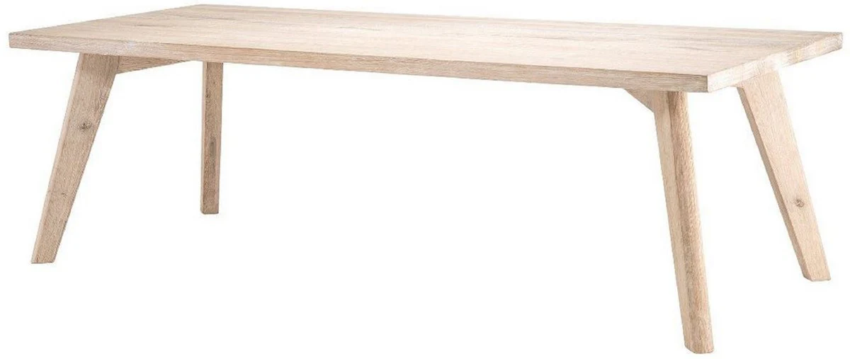 Luxus Massivholz Esstisch Naturfarben 240 x 100 x H. 76 cm - Rechteckiger Eichenholz Küchentisch - Luxus Massivholz Esszimmer Möbel