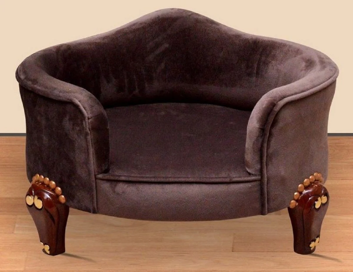 Barock Hundebett Royal Braun / Braun / Gold - Barock Hundemöbel - Barock Tiermöbel - Prunkvolle Tiermöbel im Barockstil