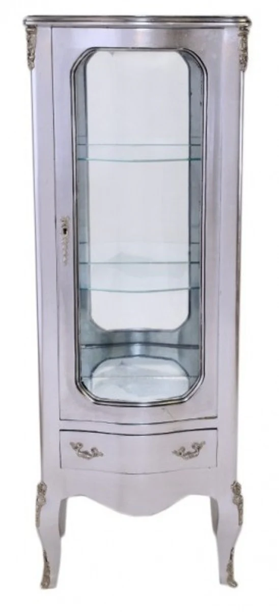 Barock Vitrine Silber 130 cm - Vitrinenschrank - Wohnzimmerschrank