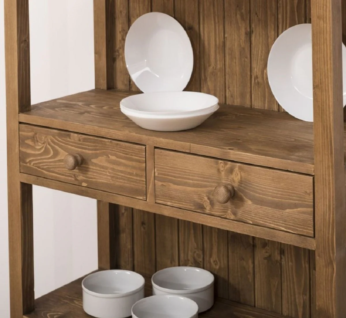 Landhausstil Schrank Braun 91 x 39 x H. 197 cm - Landhausstil Massivholz Esszimmer Schrank - Landhausstil Massivholz Möbel