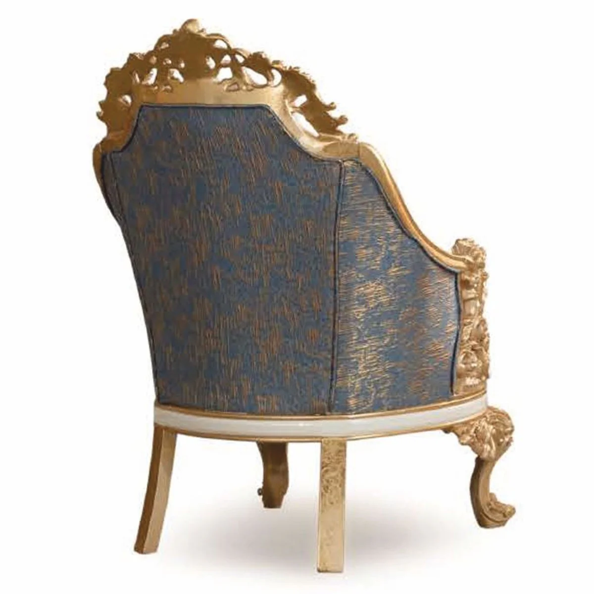 Luxus Barock Wohnzimmer Set Blau / Weiß / Gold - Barock Möbel