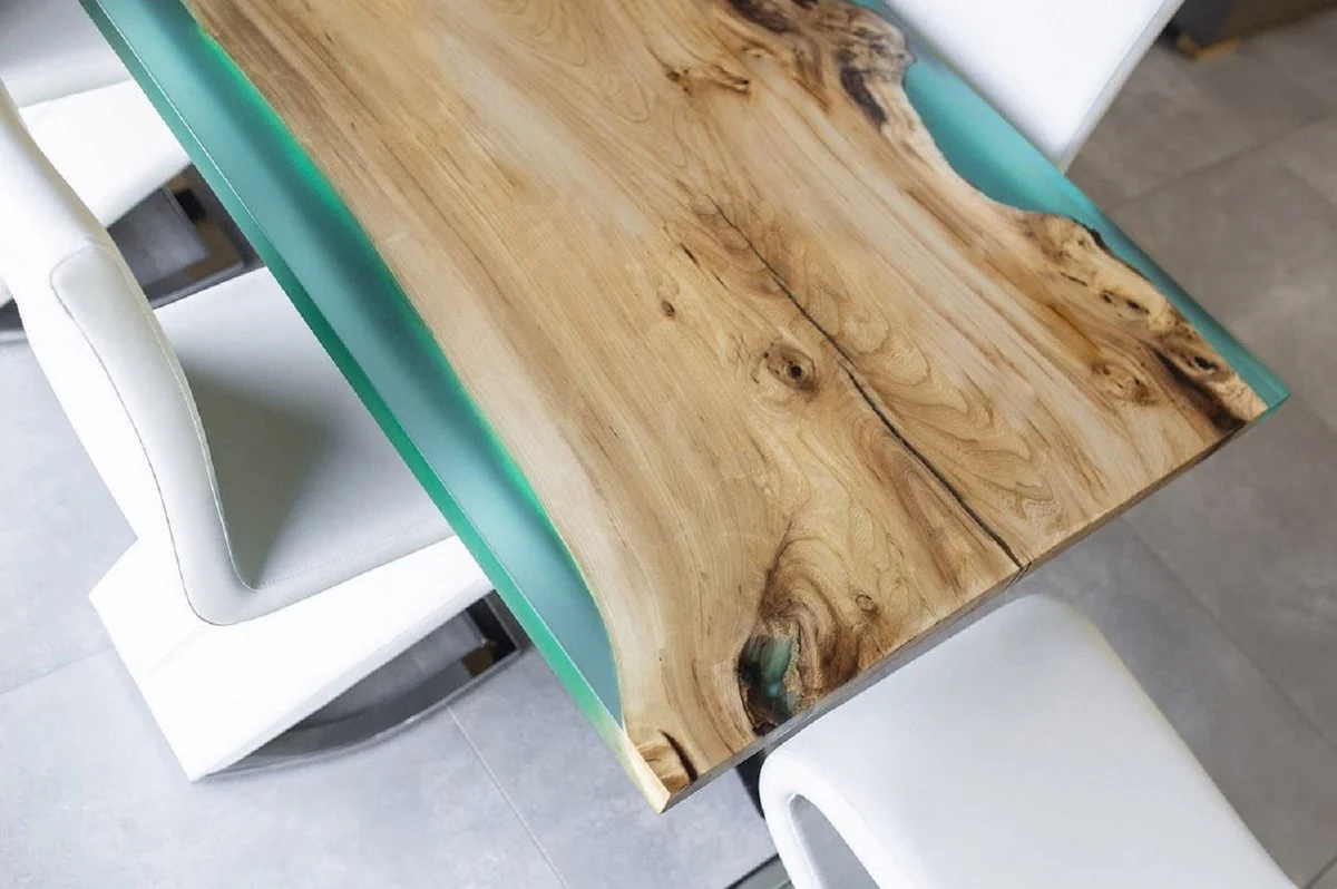 Luxus Esstisch Naturfarben / Braun / Grün 200 cm