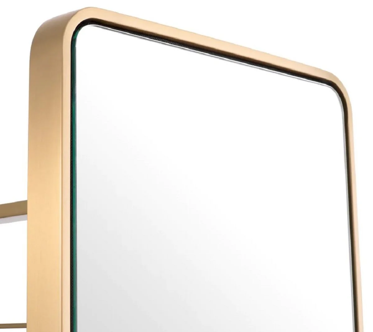 Luxus Standspiegel mit Garderobenständer Messing Ø 55,5 x H. 201 cm - Freistehender drehbarer Spiegel mit Kleiderständer - Luxus Garderoben Möbel - Luxus Qualität