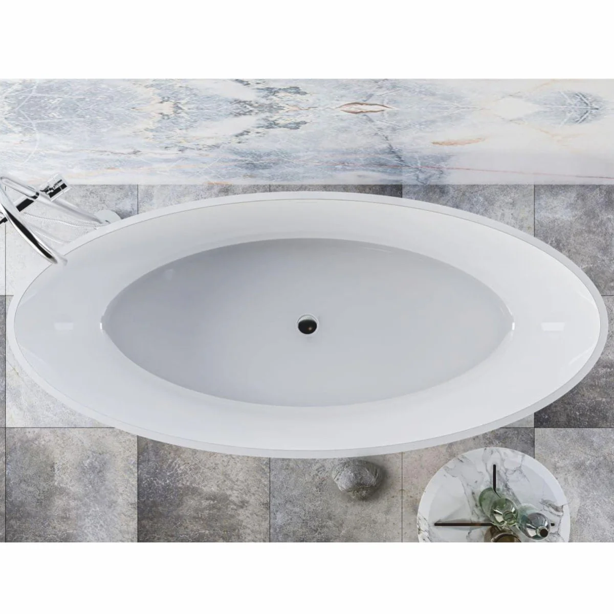 Luxus Badewanne Hochglanz Weiß 180 cm - Badezimmer Möbel