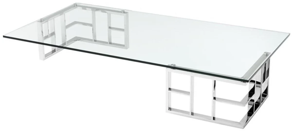Luxus Couchtisch / Wohnzimmertisch Silber 180 x 90 x H. 32,2 cm - Luxus Kollektion