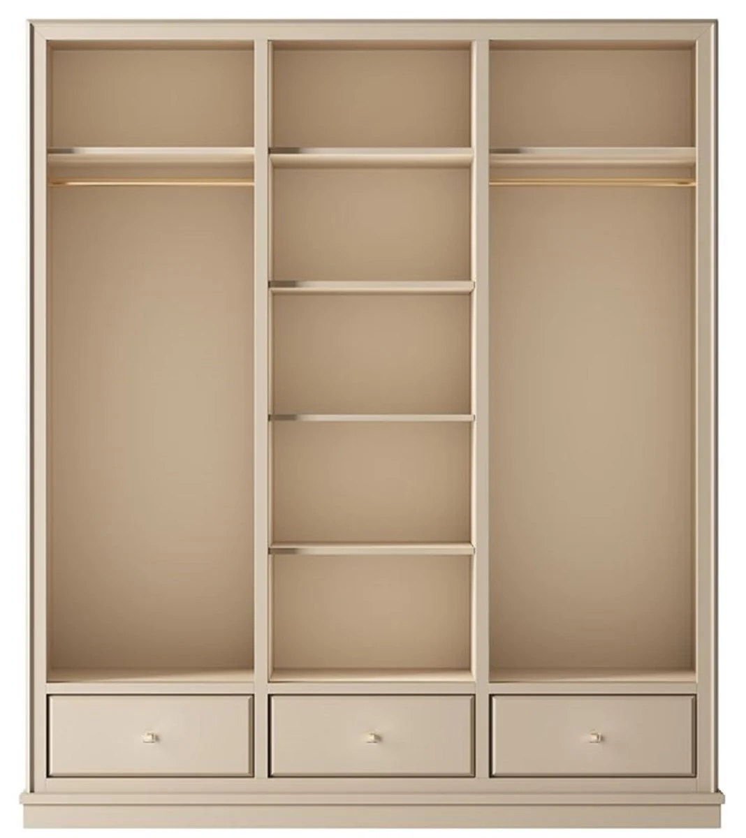 Luxus Kleiderschrank Beige 200 x 60 x H. 230 cm - Offener Schlafzimmer Schrank - Schlafzimmer Möbel - Hotel Möbel - Luxus Einrichtung - Schlafzimmer Einrichtung - Luxus Möbel