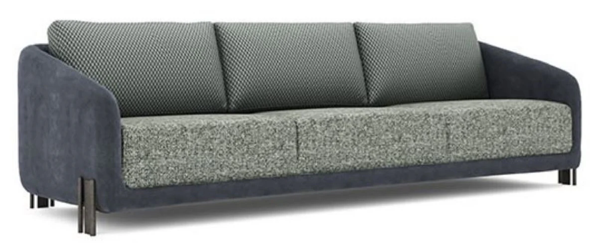 Luxus Sofa Grün / Blau / Schwarz 255 x 86 x H. 75 cm - Wohnzimmer Sofa - Hotel Sofa - Wohnzimmer Möbel - Hotel Möbel - Luxus Möbel - Luxus Einrichtung