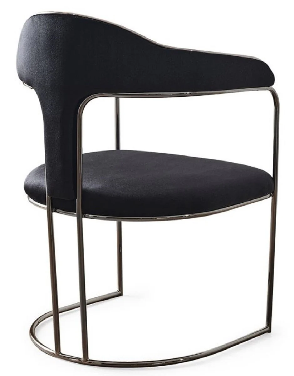 Luxus Art Deco Esszimmer Stuhl 4er Set mit Armlehnen Schwarz / Bronze 60 x 58 x H. 92 cm - Esszimmer Möbel - Restaurant Möbel - Art Deco Möbel - Luxus Möbel