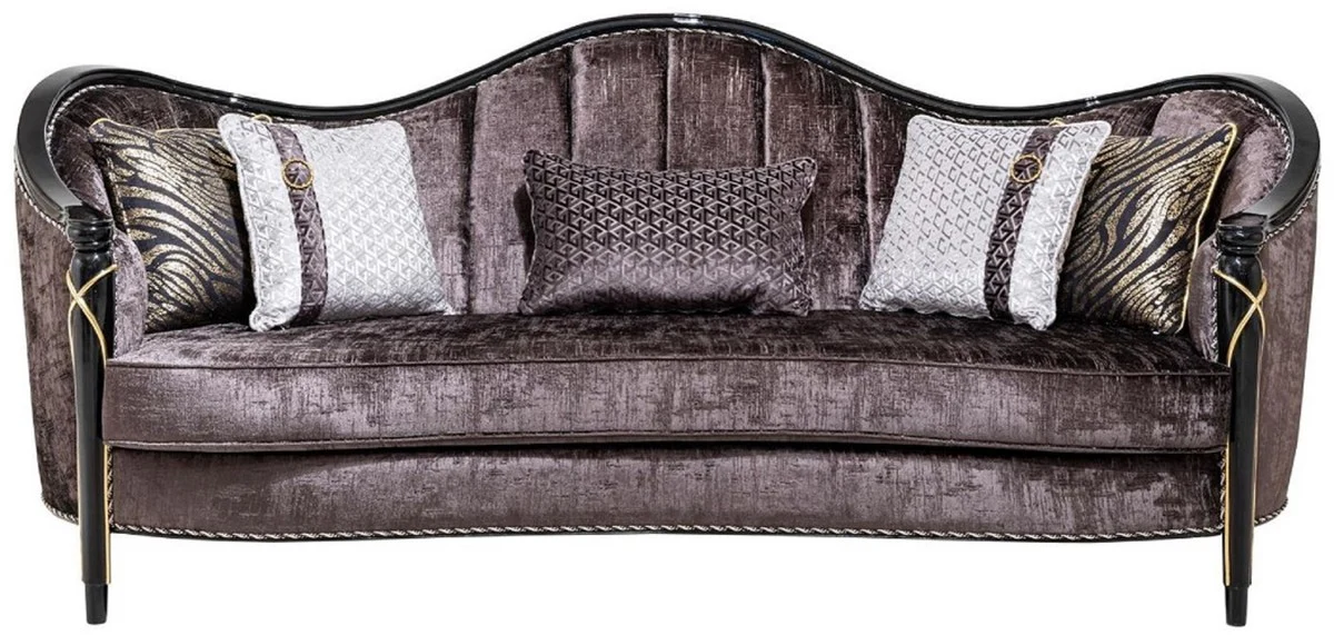 Luxus Barock Wohnzimmer Möbel Set Lila / Schwarz / Gold