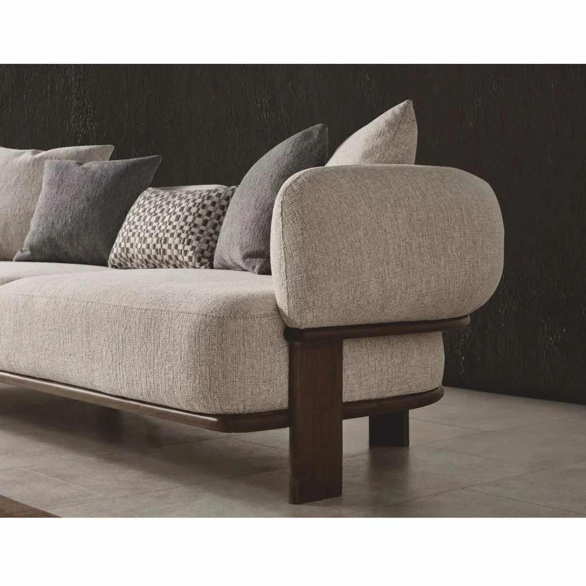 Luxus Wohzimmer & Hotel Sofa Hellgrau / Dunkelbraun 230 cm - Luxus Möbel