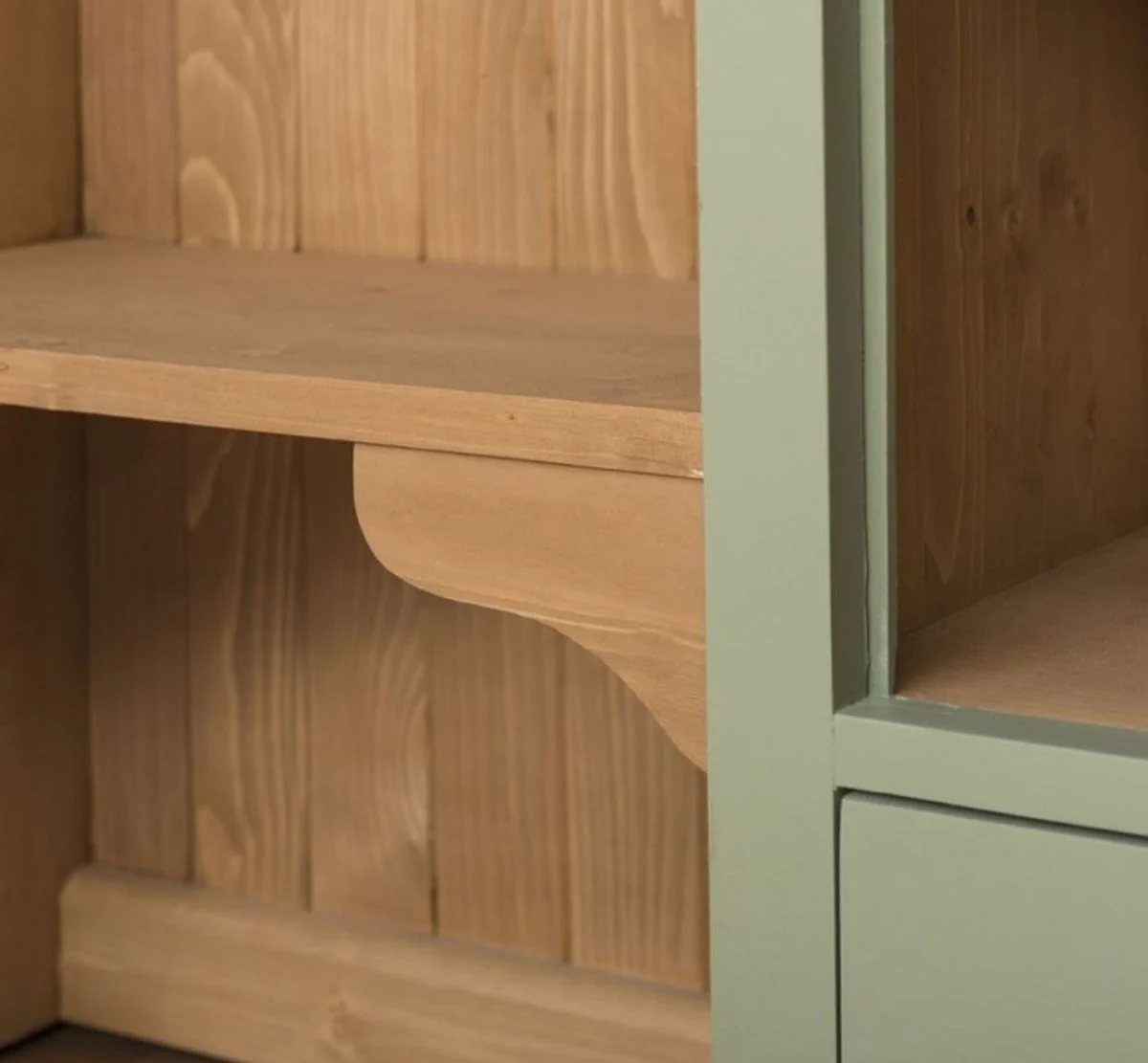 Landhausstil Küchenschrank Grün / Braun 137 x 50 x H. 197 cm - 2 Teiliger Küchenschrank mit 5 Türen und 7 Schubladen - Landhausstil Küchenmöbel