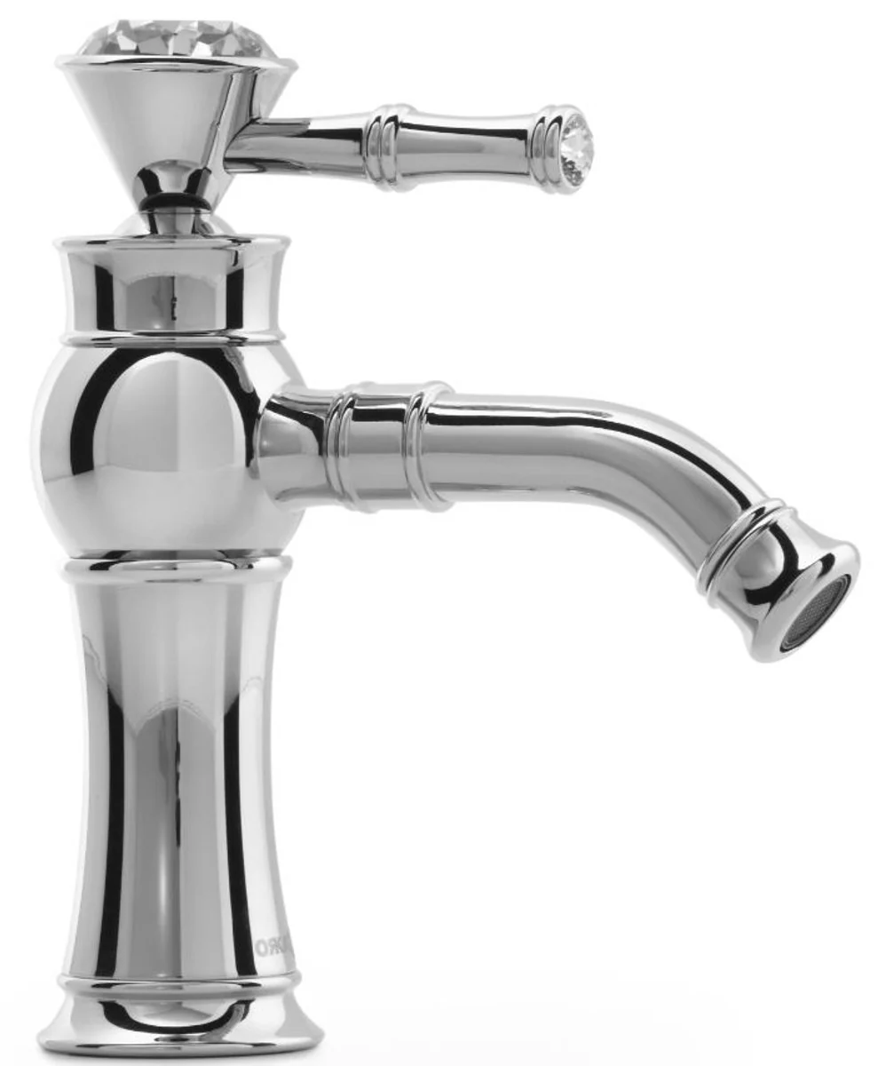 Luxus Jugendstil Einhebel Waschtischarmatur mit Kristallglas H. 20,8 cm - Verschiedene Farben - Neoklassische Badezimmer Accessoires - Luxus Bad Zubehör