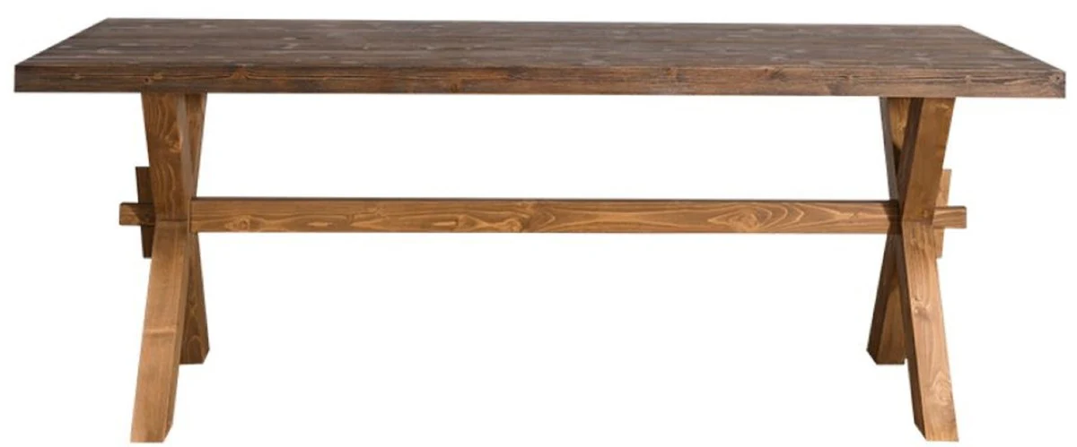Landhausstil Massivholz Esstisch / Küchentisch Braun 210 x 90 x H. 78 cm - Landhausstil Küchenmöbel