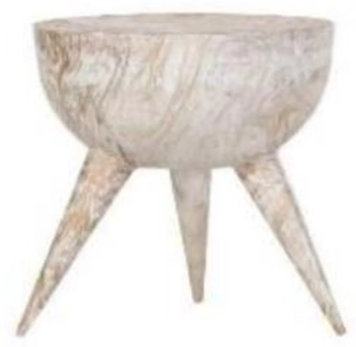 Luxus Beistelltisch Weiß / Gold Ø 42 x H. 46 cm - Runder Dreibein Aluminium Tisch in Marmoroptik - Wohnzimmer Möbel