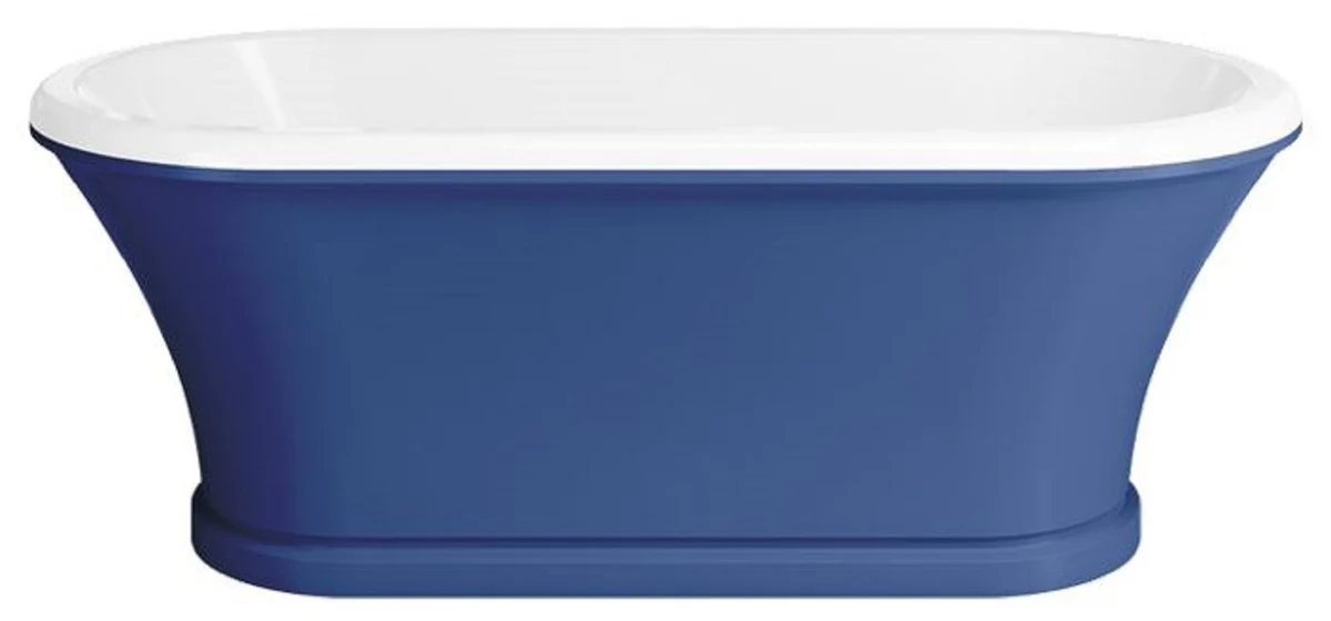 Jugendstil Badewanne Blau / Weiß 170 cm - Freistehende Retro Stil Badewanne