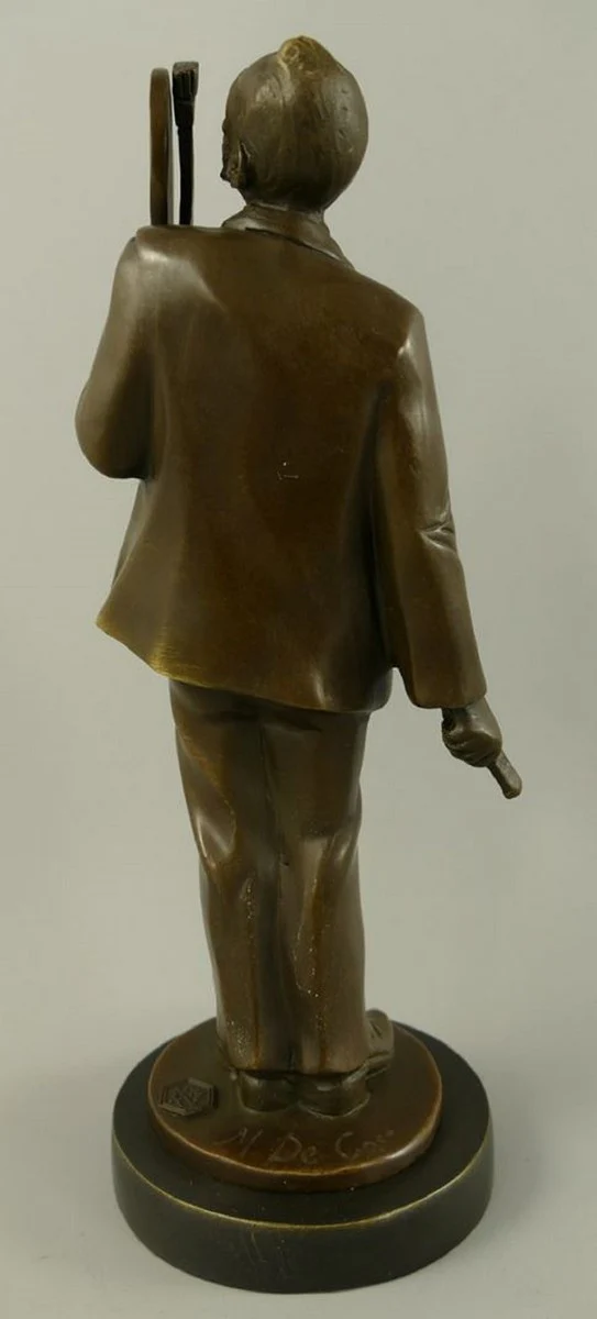 Luxus Jugendstil Bronze Skulptur Vincent van Gogh Bronze / Schwarz 10 x 9 x H. 26 cm - Bronze Figur mit Marmorsockel - Dekofigur - Deko Accessoires