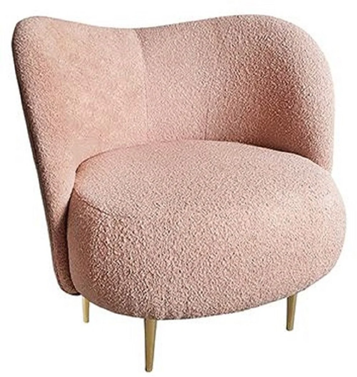 Luxus Wohnzimmer Set Rosa / Gold - 2 Luxus Sofas mit gebogener Rückenlehne & 2 Luxus Sessel mit gebogener Rückenlehne - Luxus Einrichtung - Wohnzimmer Möbel - Luxus Möbel